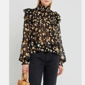 ✨O.P.T by Anthropology Sheer Floral Long Sleeve Blouse✨ C49